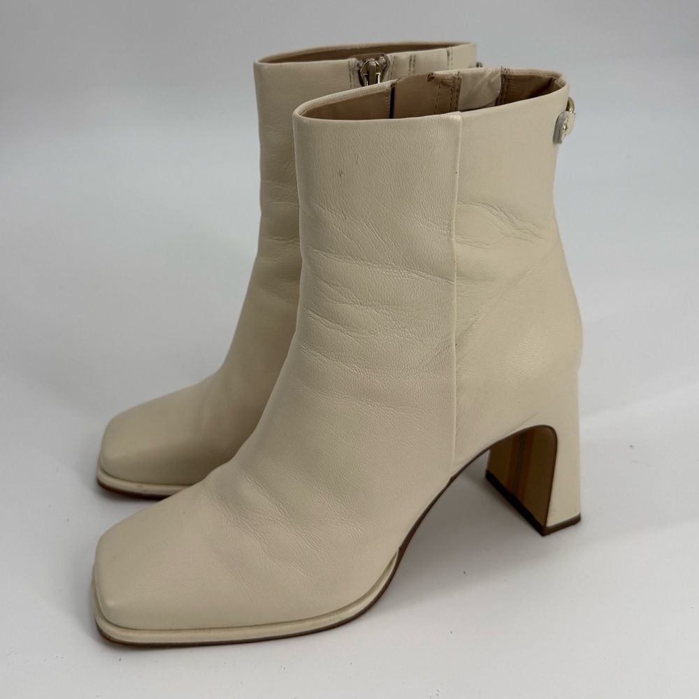 Sam Edelman Irie Square Toe Block Heel Boot | Cream | Size 9M